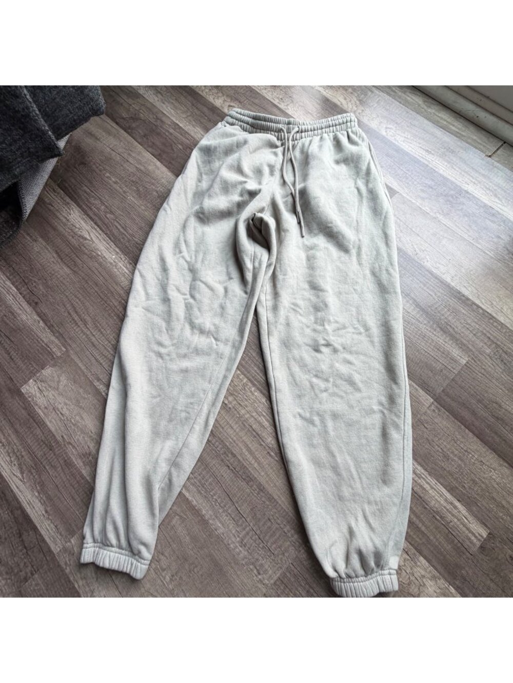 H&M Light Gray Jogger Sweatpants With Elastic Waistband & Drawstring Womens Size